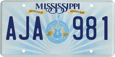 MS license plate AJA981