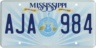 MS license plate AJA984