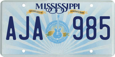 MS license plate AJA985