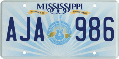 MS license plate AJA986