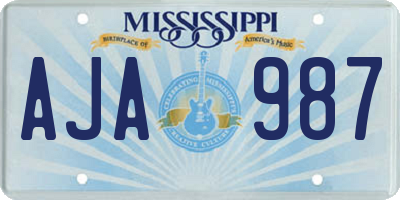 MS license plate AJA987