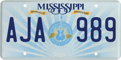 MS license plate AJA989