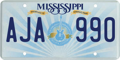MS license plate AJA990