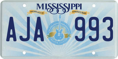 MS license plate AJA993