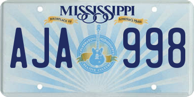 MS license plate AJA998