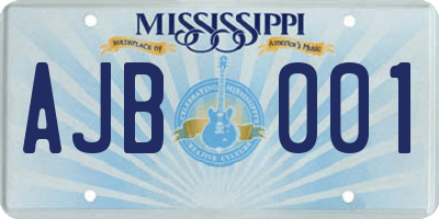 MS license plate AJB001