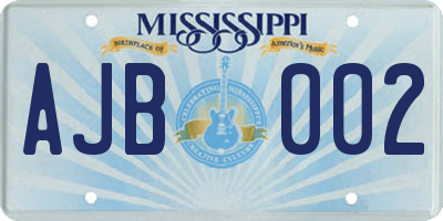 MS license plate AJB002