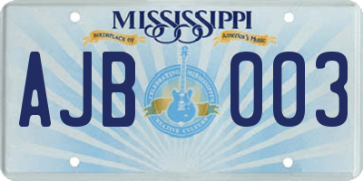 MS license plate AJB003