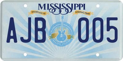 MS license plate AJB005