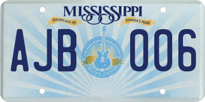 MS license plate AJB006