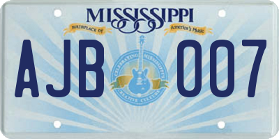 MS license plate AJB007