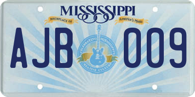 MS license plate AJB009
