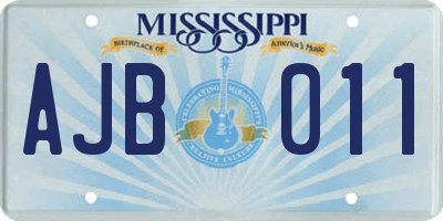 MS license plate AJB011