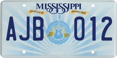 MS license plate AJB012