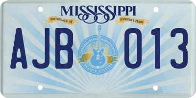 MS license plate AJB013