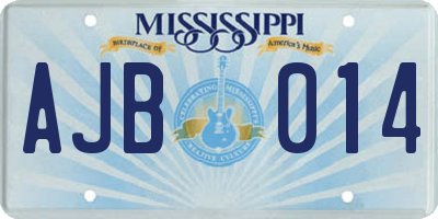 MS license plate AJB014