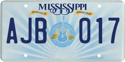 MS license plate AJB017