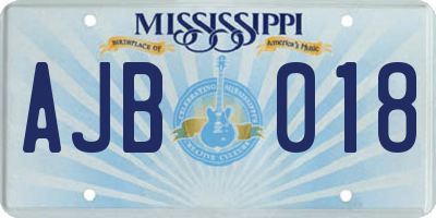 MS license plate AJB018