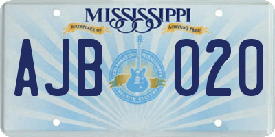 MS license plate AJB020