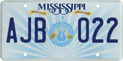 MS license plate AJB022