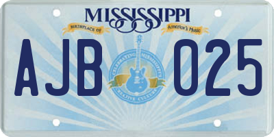 MS license plate AJB025