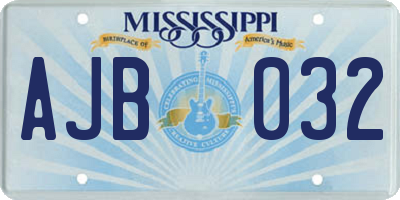 MS license plate AJB032