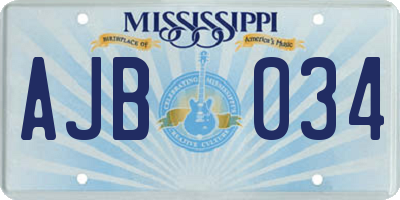 MS license plate AJB034