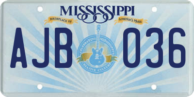 MS license plate AJB036