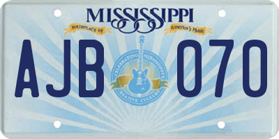 MS license plate AJB070