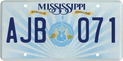 MS license plate AJB071