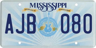 MS license plate AJB080