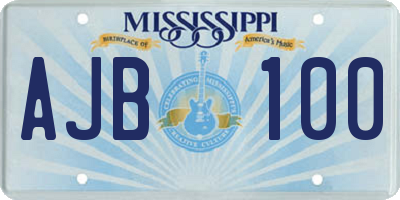 MS license plate AJB100