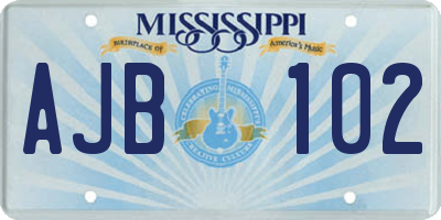 MS license plate AJB102