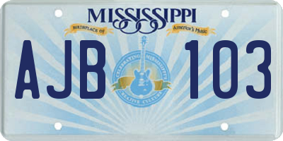 MS license plate AJB103