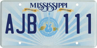 MS license plate AJB111