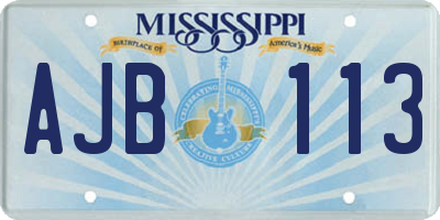 MS license plate AJB113