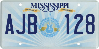 MS license plate AJB128