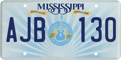 MS license plate AJB130