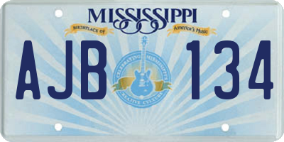 MS license plate AJB134