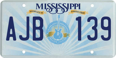 MS license plate AJB139