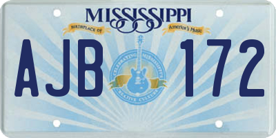 MS license plate AJB172