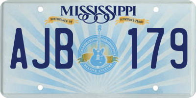 MS license plate AJB179