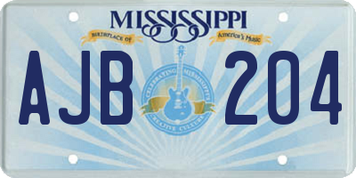 MS license plate AJB204
