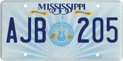 MS license plate AJB205