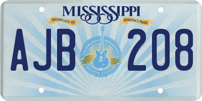 MS license plate AJB208