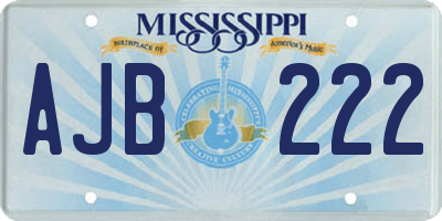 MS license plate AJB222