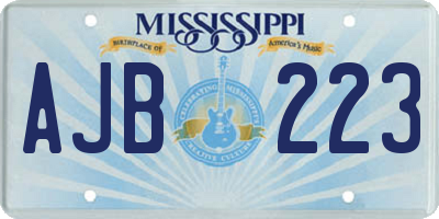 MS license plate AJB223