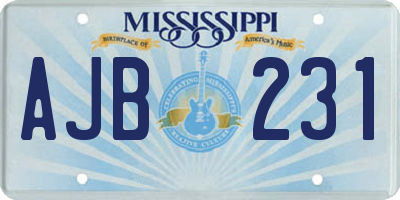 MS license plate AJB231