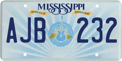 MS license plate AJB232