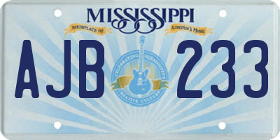 MS license plate AJB233